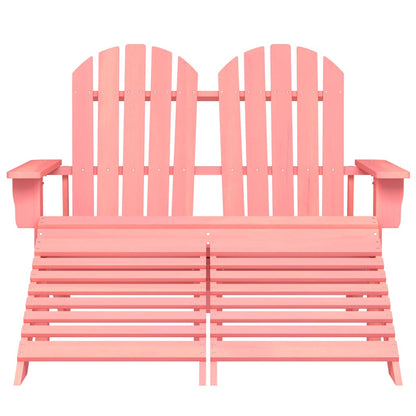 Sedia da Giardino a 2 Posti con Pouf in Legno di Abete Rosa | homemem39