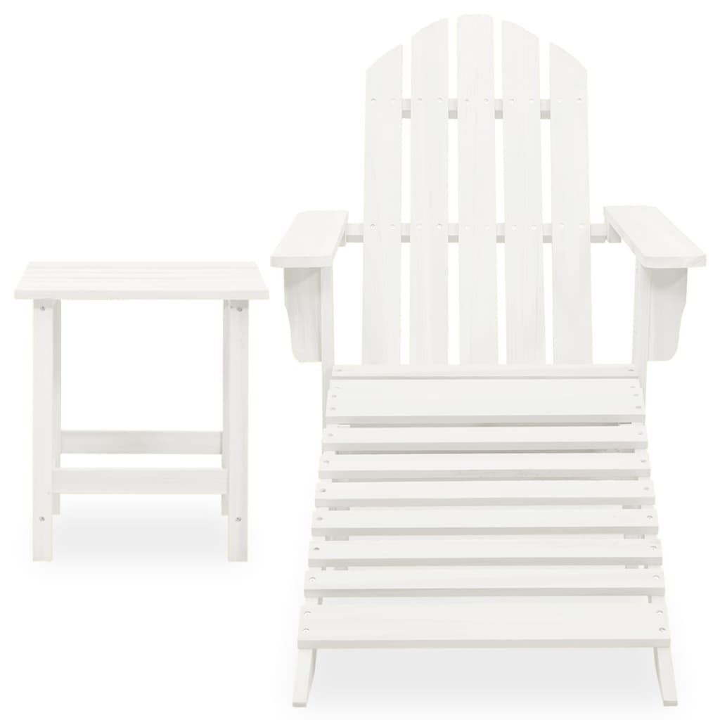 Sedia Adirondack con Ottomana e Tavolo in Abete Massello Bianco | homemem39