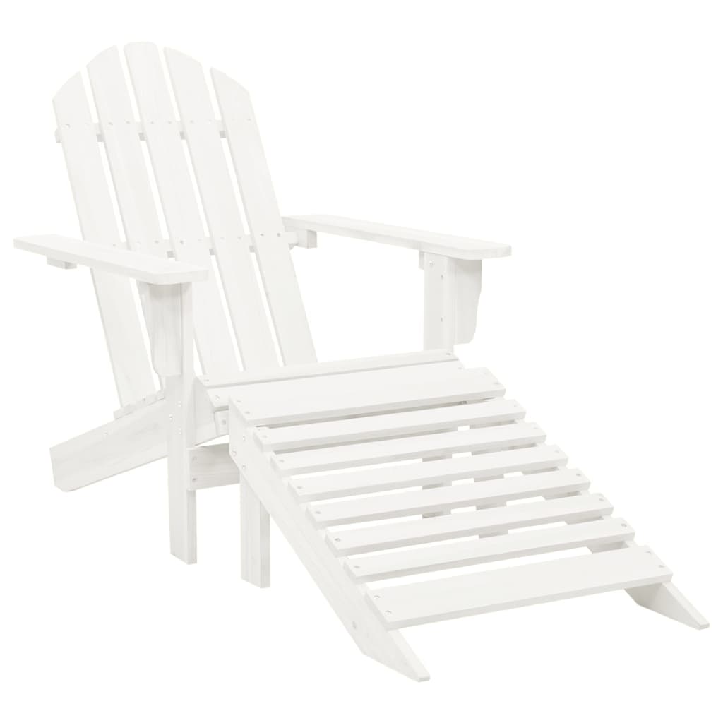 Sedia Adirondack con Ottomana e Tavolo in Abete Massello Bianco | homemem39