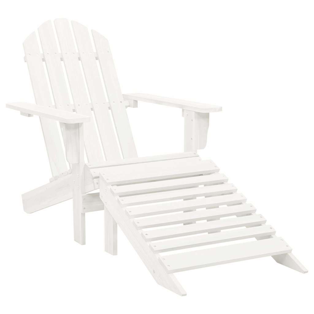 Sedia Adirondack con Ottomana e Tavolo in Abete Massello Bianco