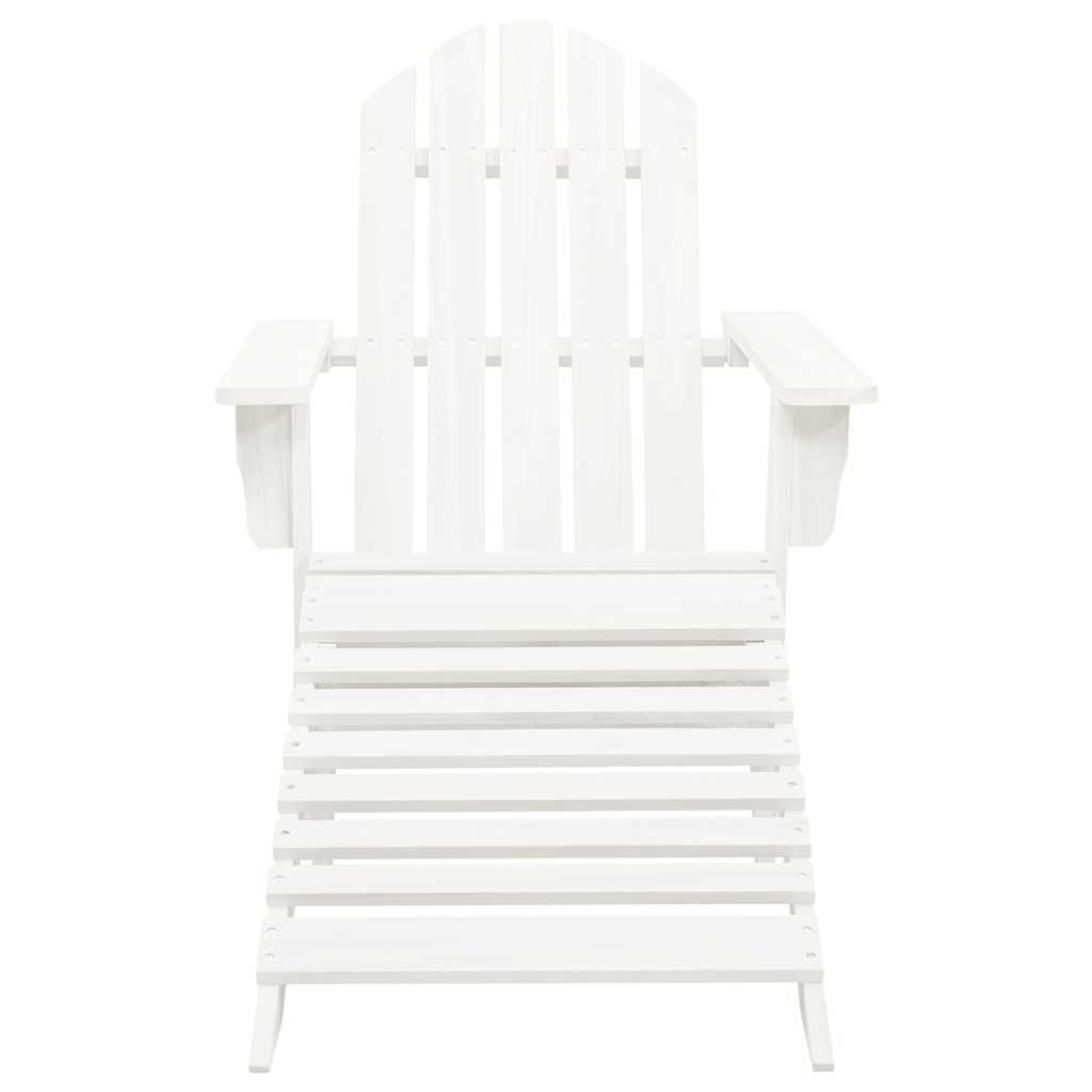 Sedia Adirondack con Ottomana e Tavolo in Abete Massello Bianco