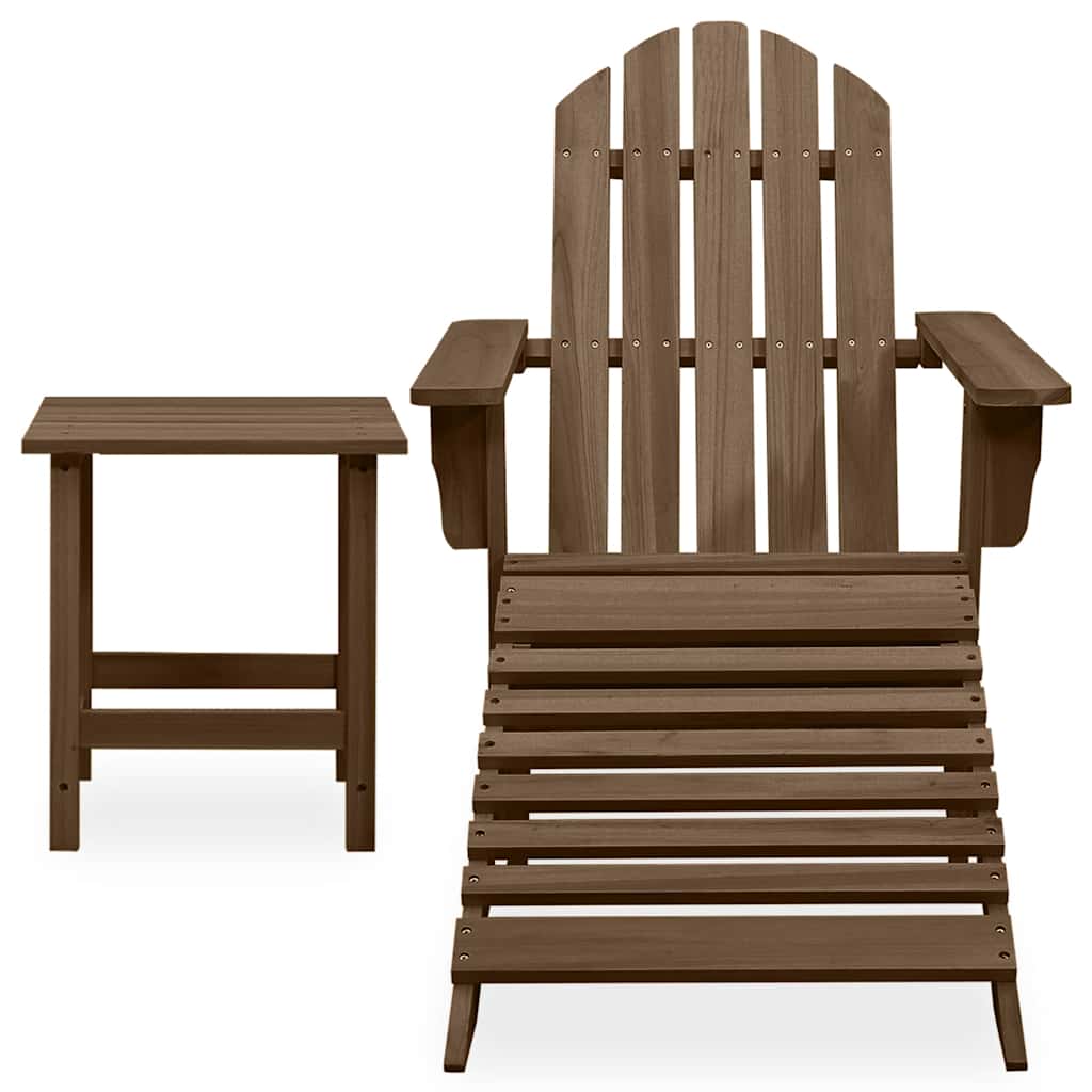 Sedia Adirondack con Ottomana e Tavolo Abete Massello Marrone | homemem39