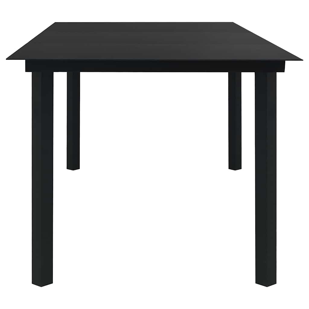 Set da Pranzo da Giardino 7 pz Nero in Vetro e Acciaio | homemem39