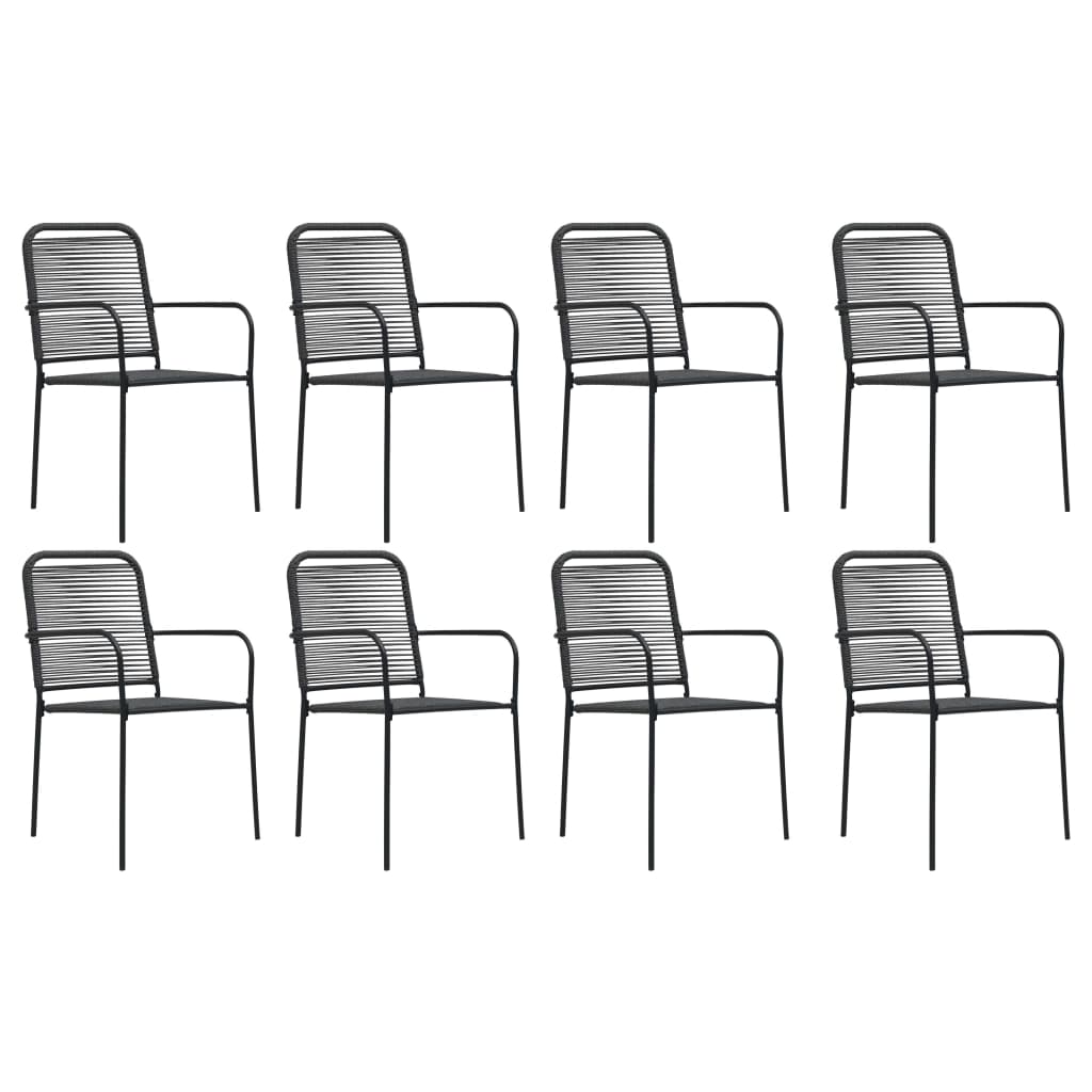 Set da Pranzo da Giardino 9 pz Nero in Vetro e Acciaio | homemem39