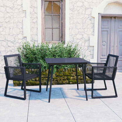 Set da Pranzo da Giardino 3 pz in Rattan PVC Nero | homemem39