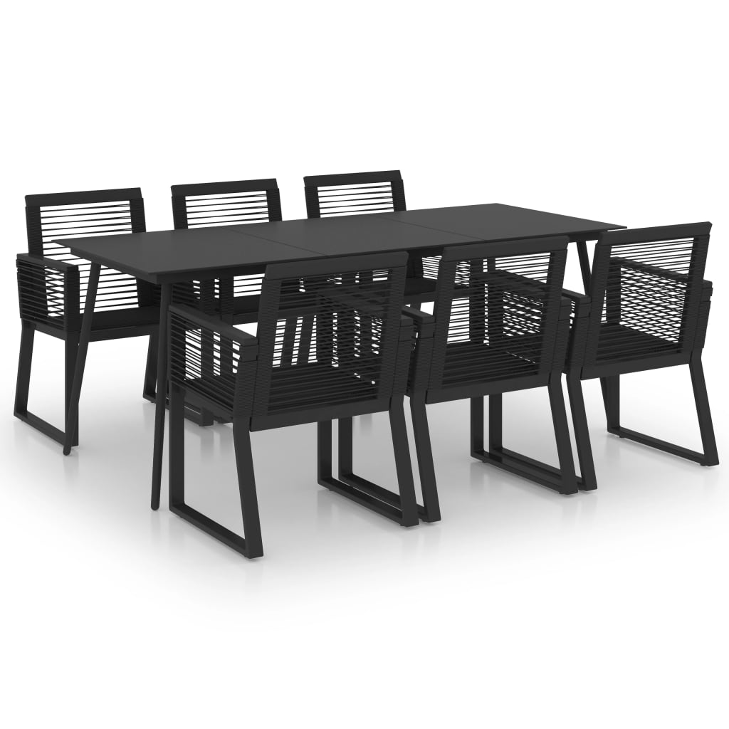 Set da Pranzo da Giardino 7 pz in Rattan PVC Nero - homemem39