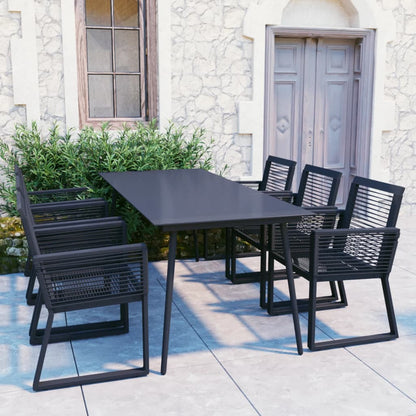 Set da Pranzo da Giardino 7 pz in Rattan PVC Nero - homemem39