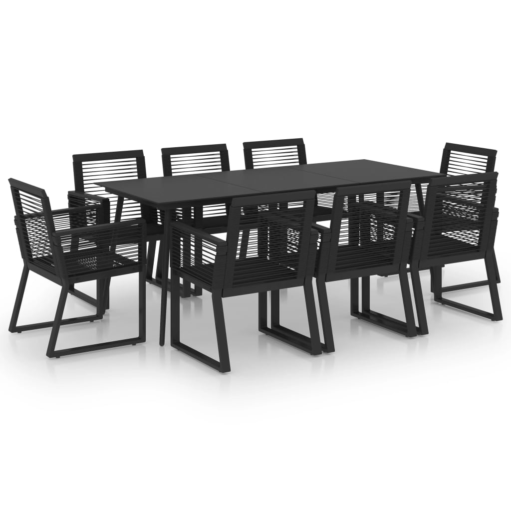 Set da Pranzo da Giardino 9 pz in Rattan PVC Nero - homemem39