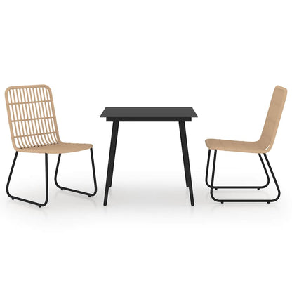 Set da Pranzo da Giardino 3 pz in Polyrattan e Vetro | homemem39