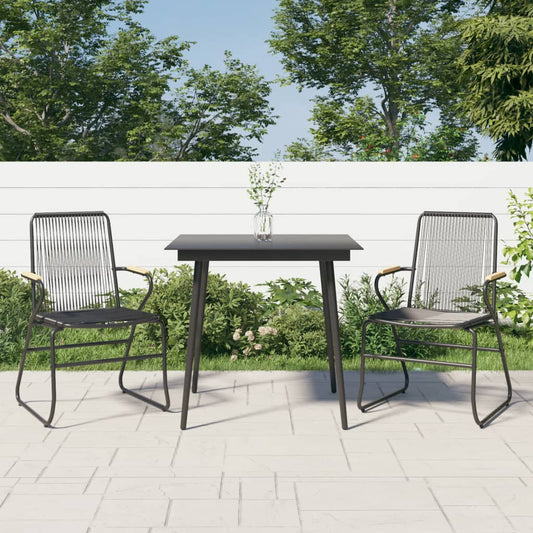 Set da Pranzo da Giardino 3 pz Nero in Rattan PVC - homemem39