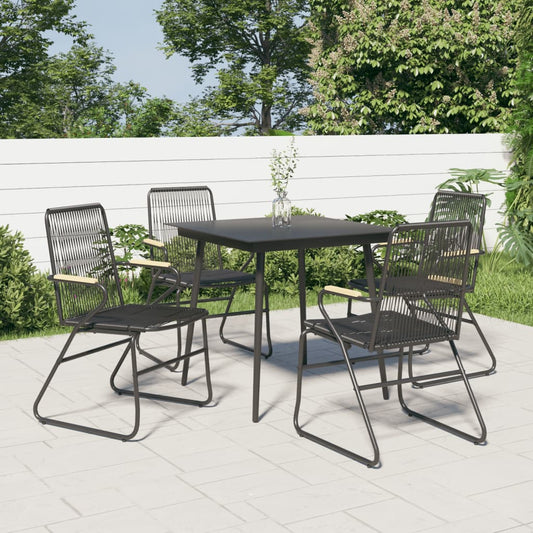 Set da Pranzo da Giardino 5 pz Nero in Rattan PVC - homemem39