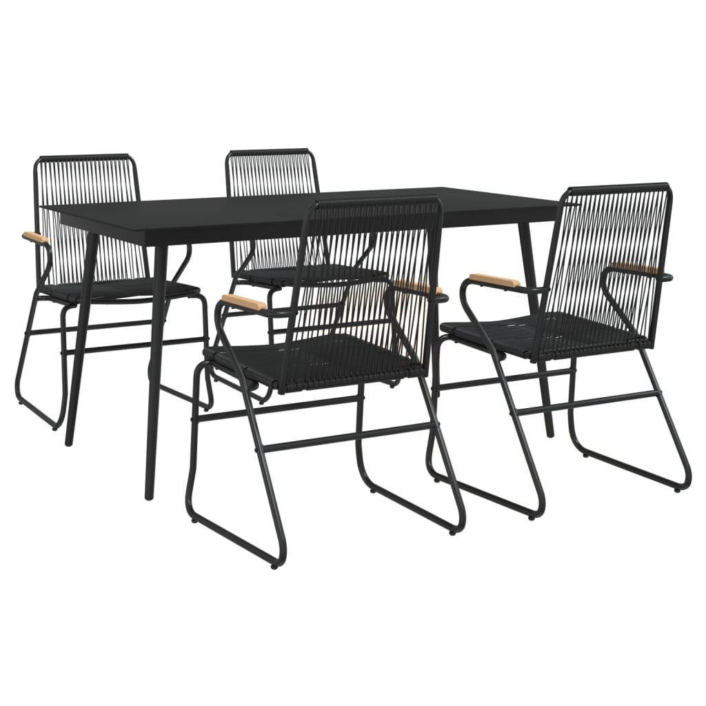 Set da Pranzo da Giardino 5 pz Nero in Rattan PVC | homemem39