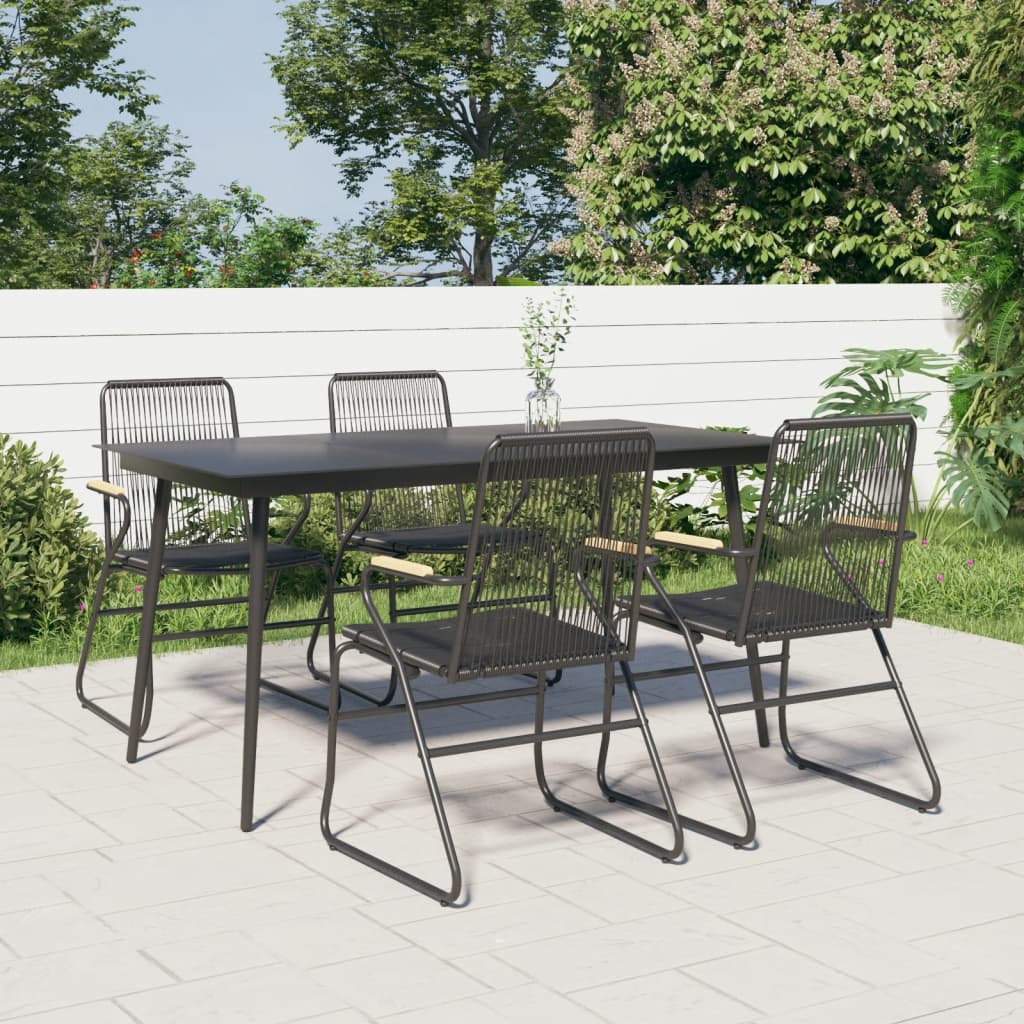 Set da Pranzo da Giardino 5 pz Nero in Rattan PVC | homemem39