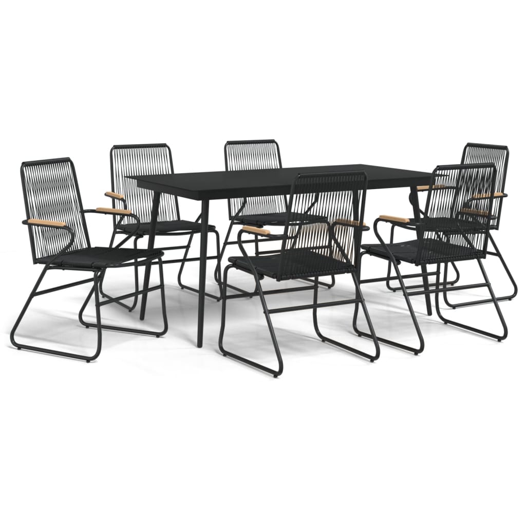 Set da Pranzo da Giardino 7 pz Nero in Rattan PVC | homemem39