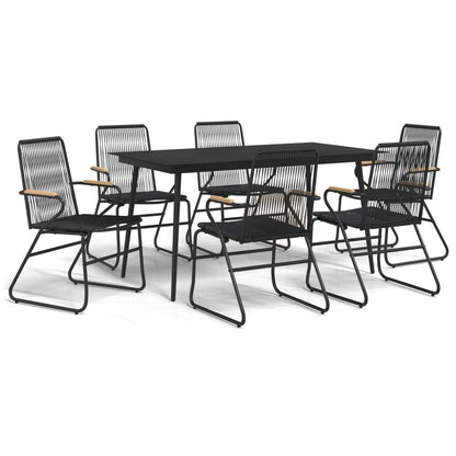 Set da Pranzo da Giardino 7 pz Nero in Rattan PVC | homemem39
