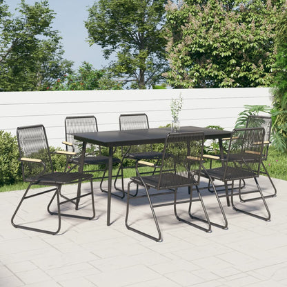 Set da Pranzo da Giardino 7 pz Nero in Rattan PVC | homemem39