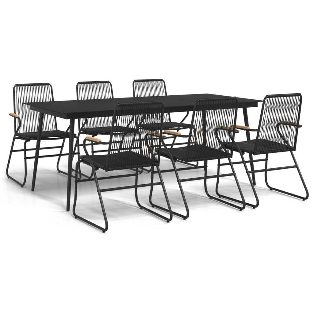 Set da Pranzo da Giardino 7 pz Nero in Rattan PVC - homemem39
