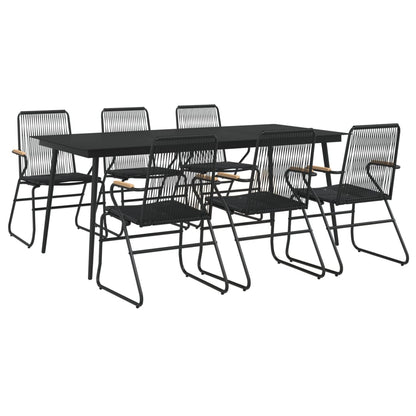 Set da Pranzo da Giardino 7 pz Nero in Rattan PVC - homemem39