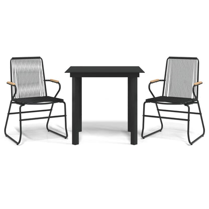 Set da Pranzo da Giardino 3 pz Nero in Rattan PVC | homemem39