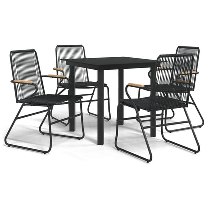 Set da Pranzo da Giardino 5 pz Nero in Rattan PVC | homemem39