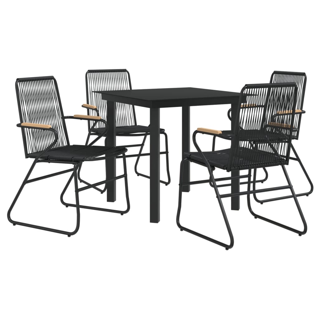 Set da Pranzo da Giardino 5 pz Nero in Rattan PVC | homemem39