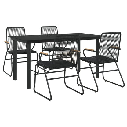 Set da Pranzo da Giardino 5 pz Nero in Rattan PVC | homemem39