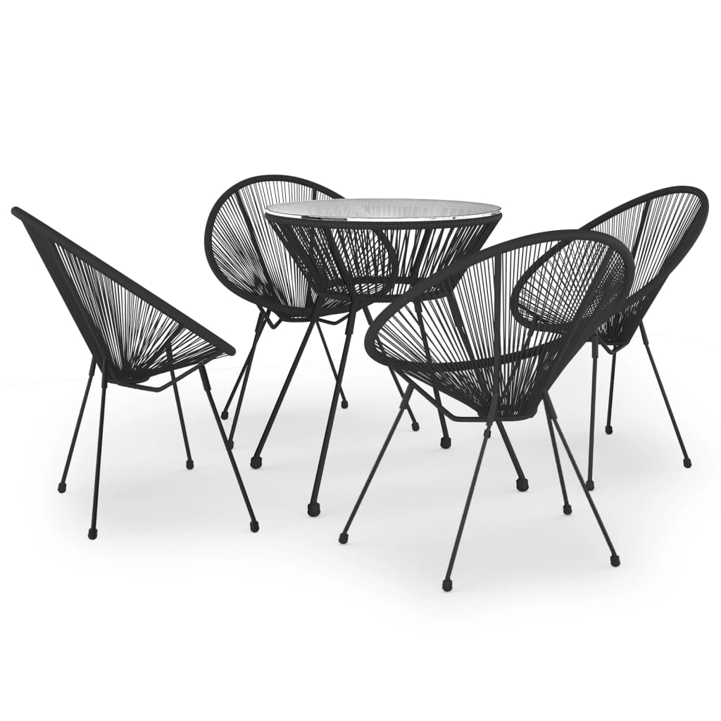Set da Pranzo per Giardino 5 pz in Rattan PVC Nero - homemem39