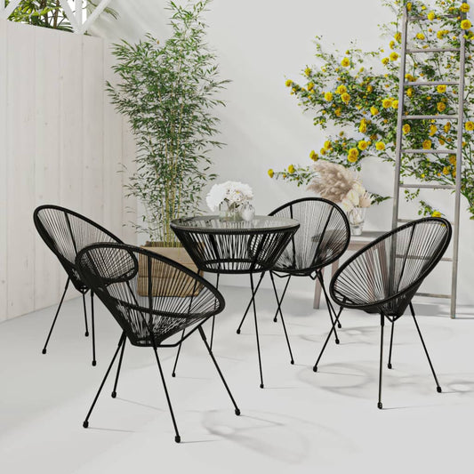 Set da Pranzo per Giardino 5 pz in Rattan PVC Nero - homemem39