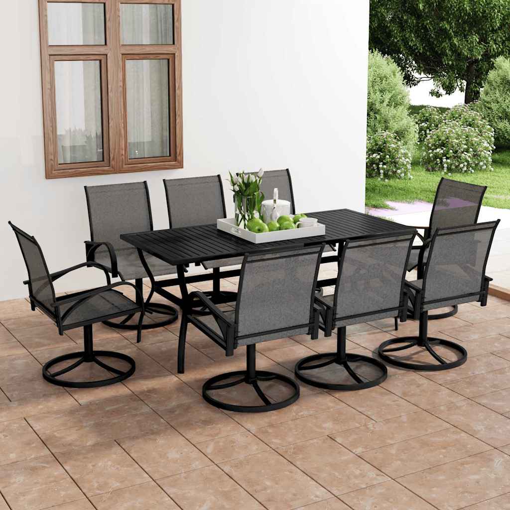 Set da Pranzo da Giardino 9 pz in Textilene e Acciaio | homemem39