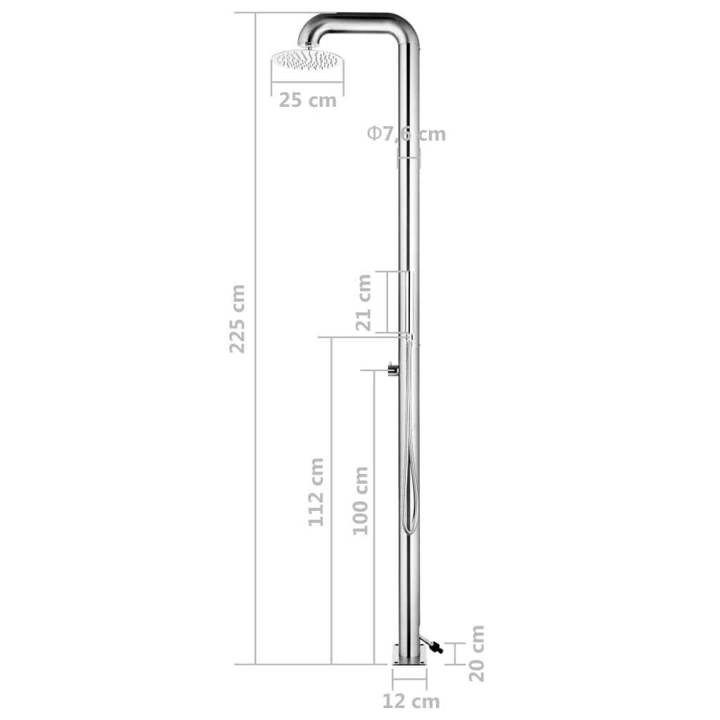 Doccia da Giardino 225 cm in Acciaio Inossidabile | homemem39