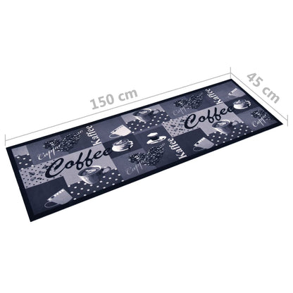 Tappetino da Cucina Lavabile Caffè Blu 45x150 cm | homemem39
