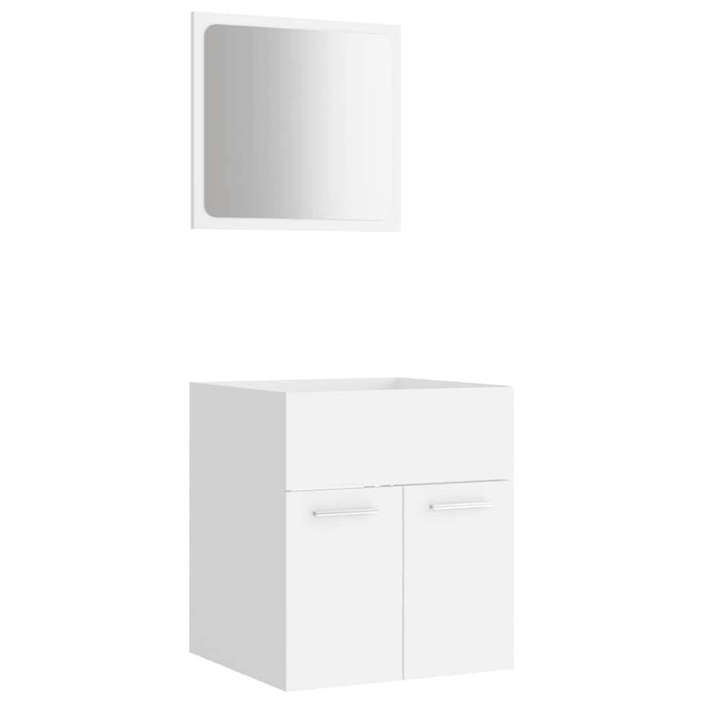Set Mobili da Bagno 2 pz Bianco in Legno Multistrato | homemem39