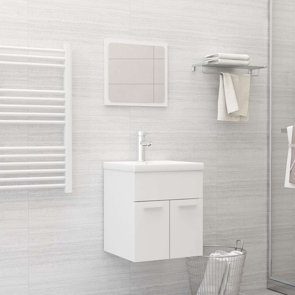 Set Mobili da Bagno 2 pz Bianco in Legno Multistrato | homemem39