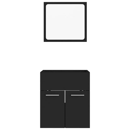 Set Mobili da Bagno 2 pz Nero in Legno Multistrato