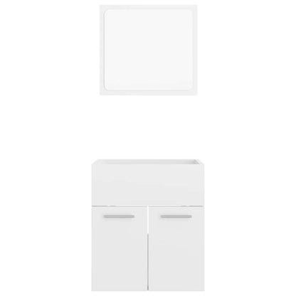 Set Mobili da Bagno 2 pz Bianco Lucido in Legno Multistrato | homemem39