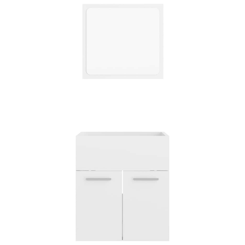 Set Mobili da Bagno 2 pz Bianco Lucido in Legno Multistrato