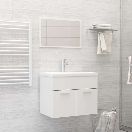 Set Mobili da Bagno 2 pz Bianco in Legno Multistrato | homemem39