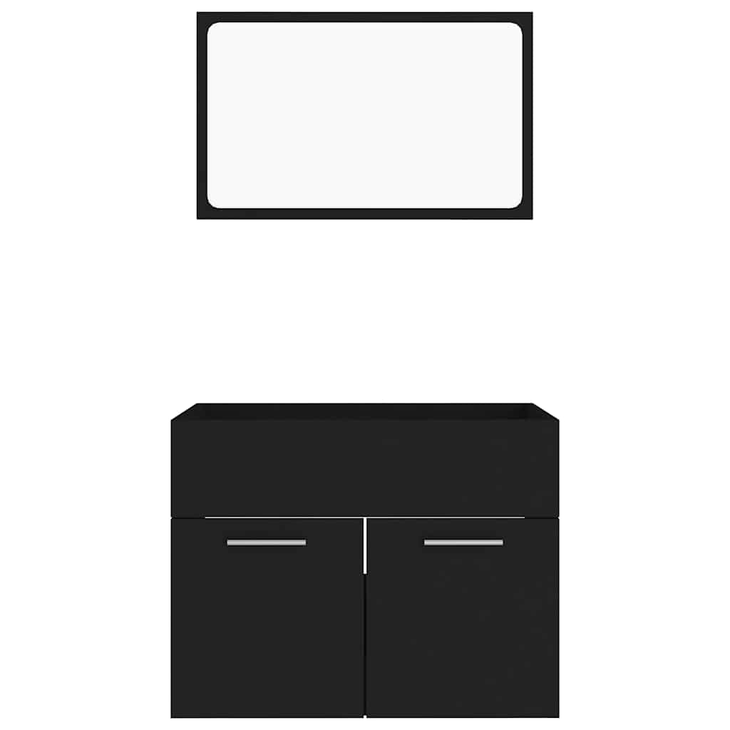 Set Mobili da Bagno 2 pz Nero in Legno Multistrato | homemem39