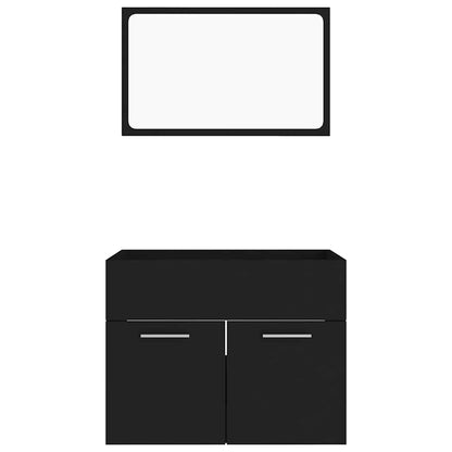Set Mobili da Bagno 2 pz Nero in Legno Multistrato | homemem39