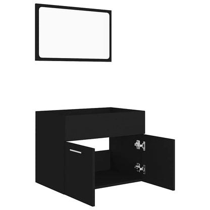 Set Mobili da Bagno 2 pz Nero in Legno Multistrato