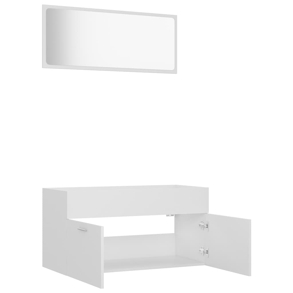 Set Mobili da Bagno 2 pz Bianco in Legno Multistrato | homemem39