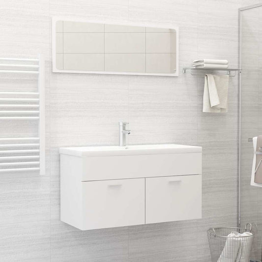Set Mobili da Bagno 2 pz Bianco in Legno Multistrato | homemem39