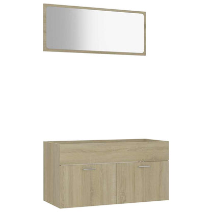 Set Mobili da Bagno 2 pz Rovere Sonoma in Legno Multistrato
