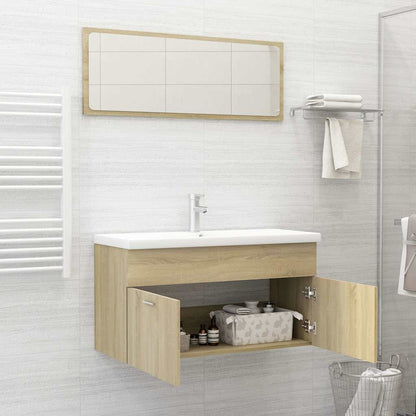 Set Mobili da Bagno 2 pz Rovere Sonoma in Legno Multistrato | homemem39