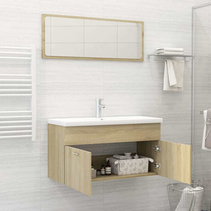 Set Mobili da Bagno 2 pz Rovere Sonoma in Legno Multistrato
