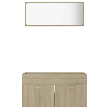Set Mobili da Bagno 2 pz Rovere Sonoma in Legno Multistrato | homemem39