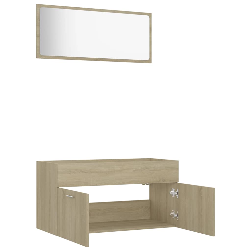 Set Mobili da Bagno 2 pz Rovere Sonoma in Legno Multistrato | homemem39