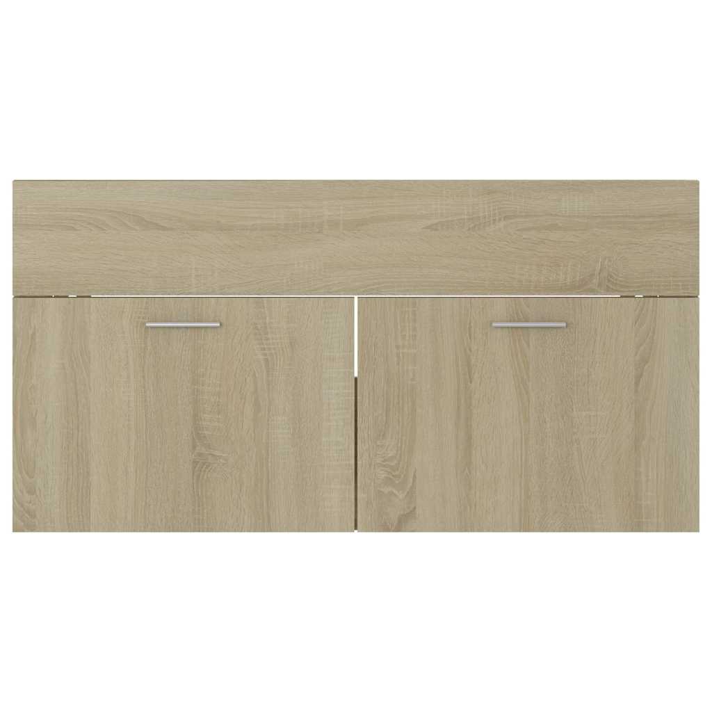 Set Mobili da Bagno 2 pz Rovere Sonoma in Legno Multistrato