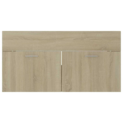 Set Mobili da Bagno 2 pz Rovere Sonoma in Legno Multistrato