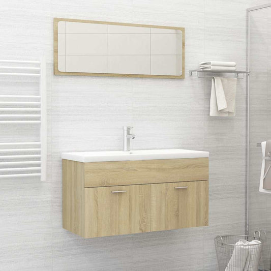 Set Mobili da Bagno 2 pz Rovere Sonoma in Legno Multistrato | homemem39
